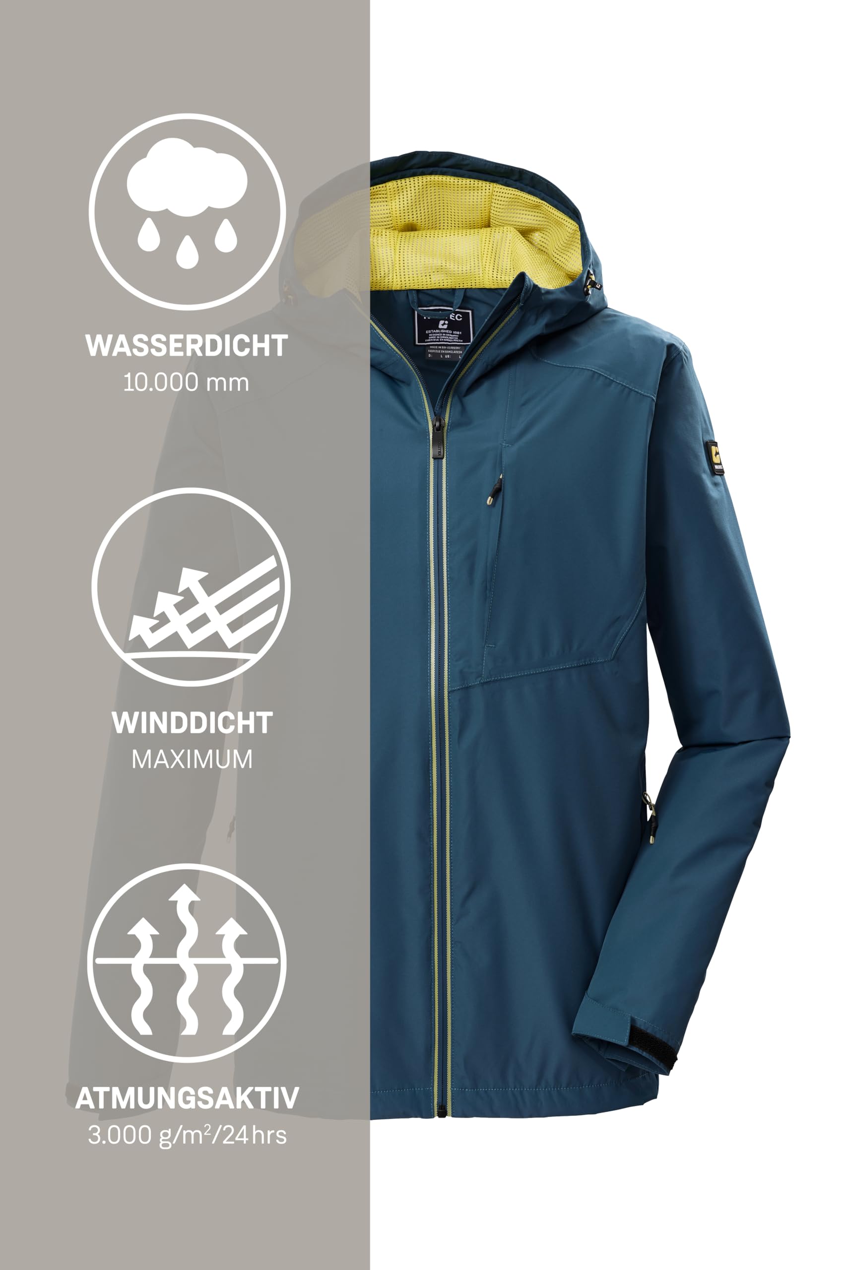 Killtec Herren Kos 56 Mn Jckt Funktionsjacke/Outdoorjacke mit Kapuze, packbar