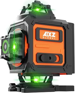 AIXZ Laser Level with Tripod, 360 Self Leveling 4D Laser Level, 16 Green Lines Laser Leveler Tool with 2Pcs Lithium Batteries for Picture Hanging, Tile, Home Renovation, Indoor, Outdoor