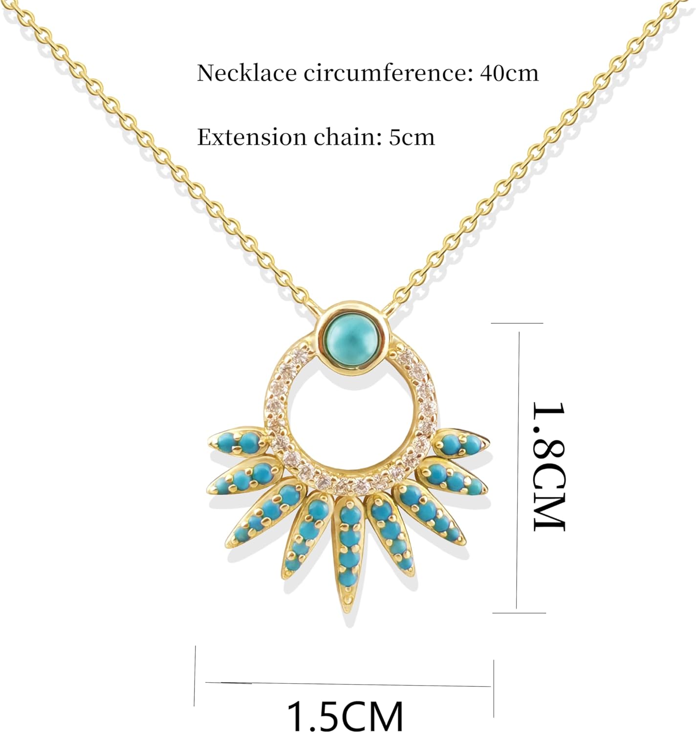 925 sterling silver dainty 14K gold plated necklaces for women teen trendy fine jewelry,simple fashion unique synthetic turquoise circle necklace for women - Image 4