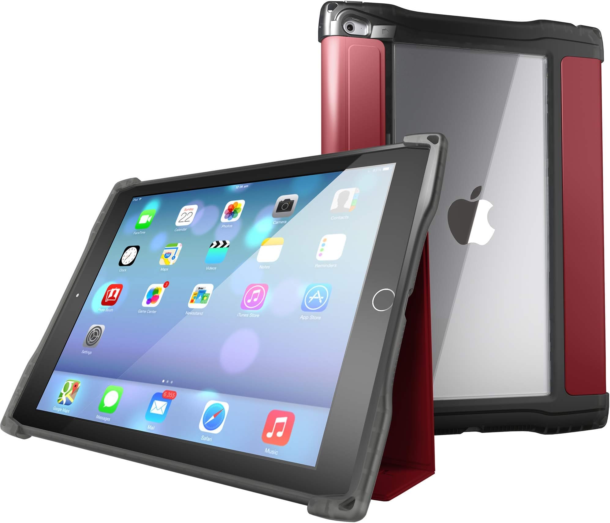 Rugged Folio Case for iPad 10.2 2020 8th Generation / 2019 7th Generation, Heavy Duty Rugged Ultra-Protective Case Cover with Smart on/Off Folding Cover (Deep Red)