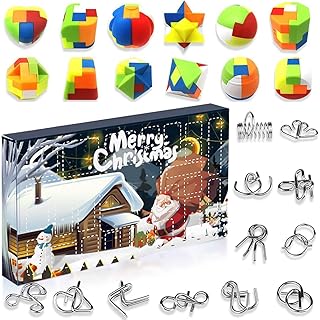 Christmas Advent Calendar 2023, Christmas 24 Days Countdown Advent Calendar Toys, Metal Wire and Plastic Puzzles Advent Calendar, Brain Teaser Puzzle Cubes for Adults Teens Boys Girls