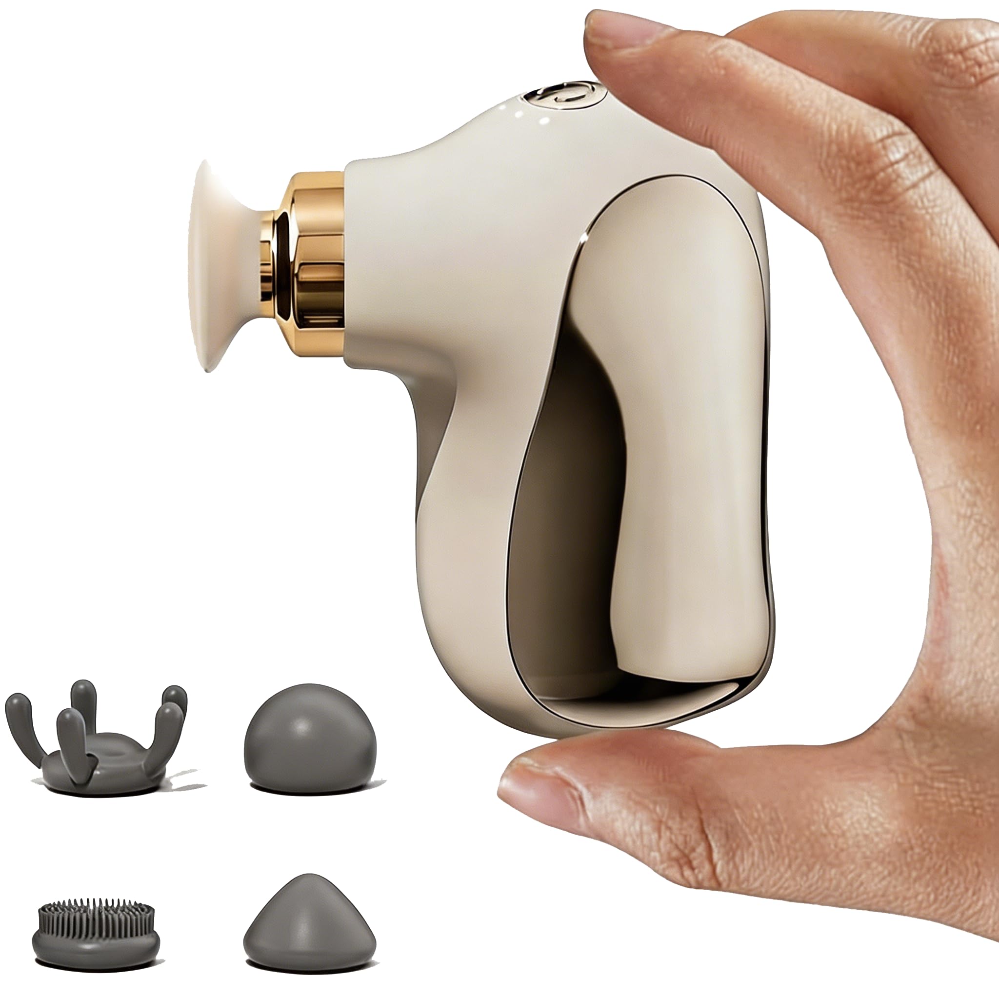 Mini pistola de masaje, masajeador muscular portátil de tejido profundo ultraligero de 0,20 kg, masajeador de percusión de mano silencioso con 4 velocidades y 4 cabezales para espalda, cuello