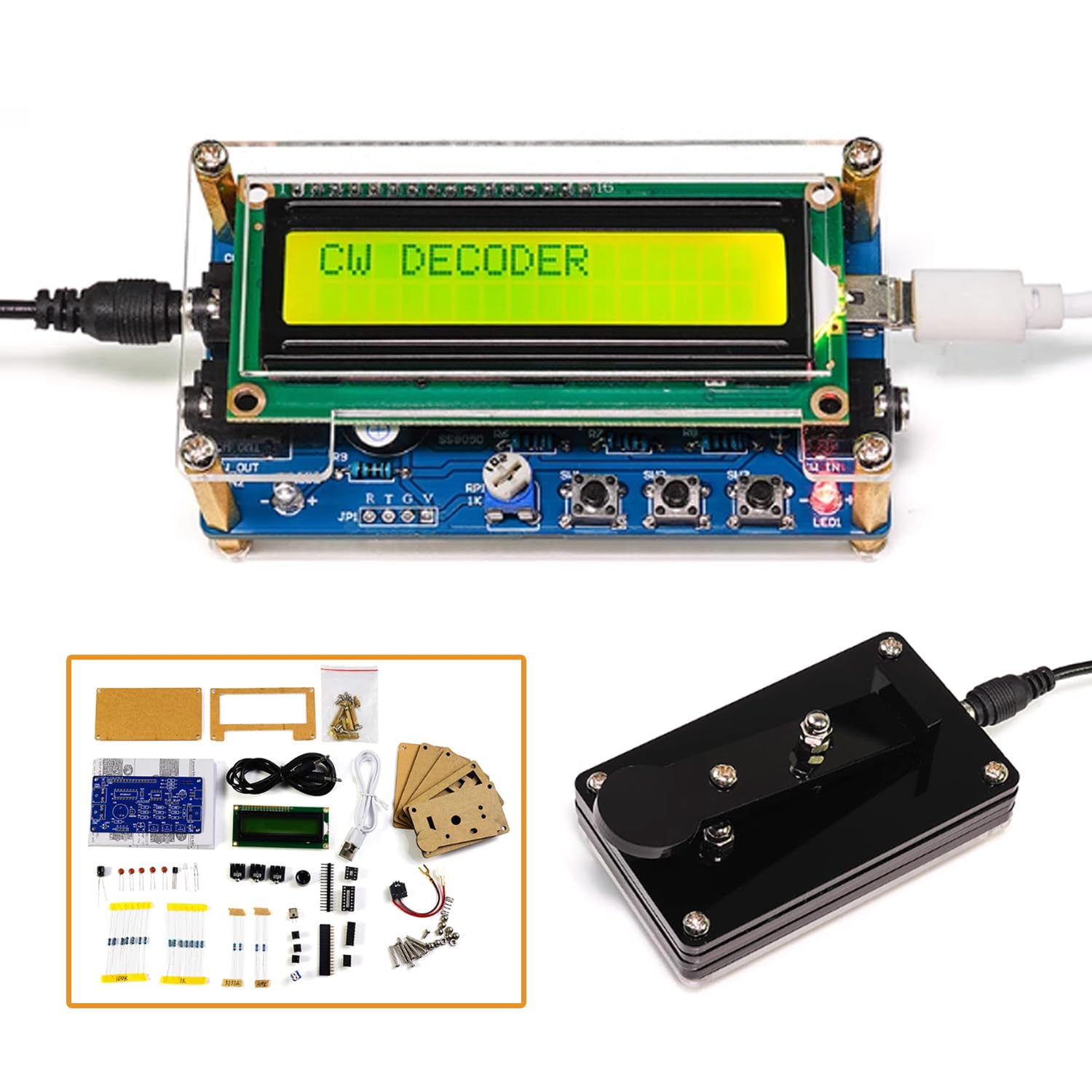 DIDODI Morse Code Decoder Soldering Project Soldering Practice Kit CW Morse Code Practice CW Audio Input LCD Display Soldering Project Kit