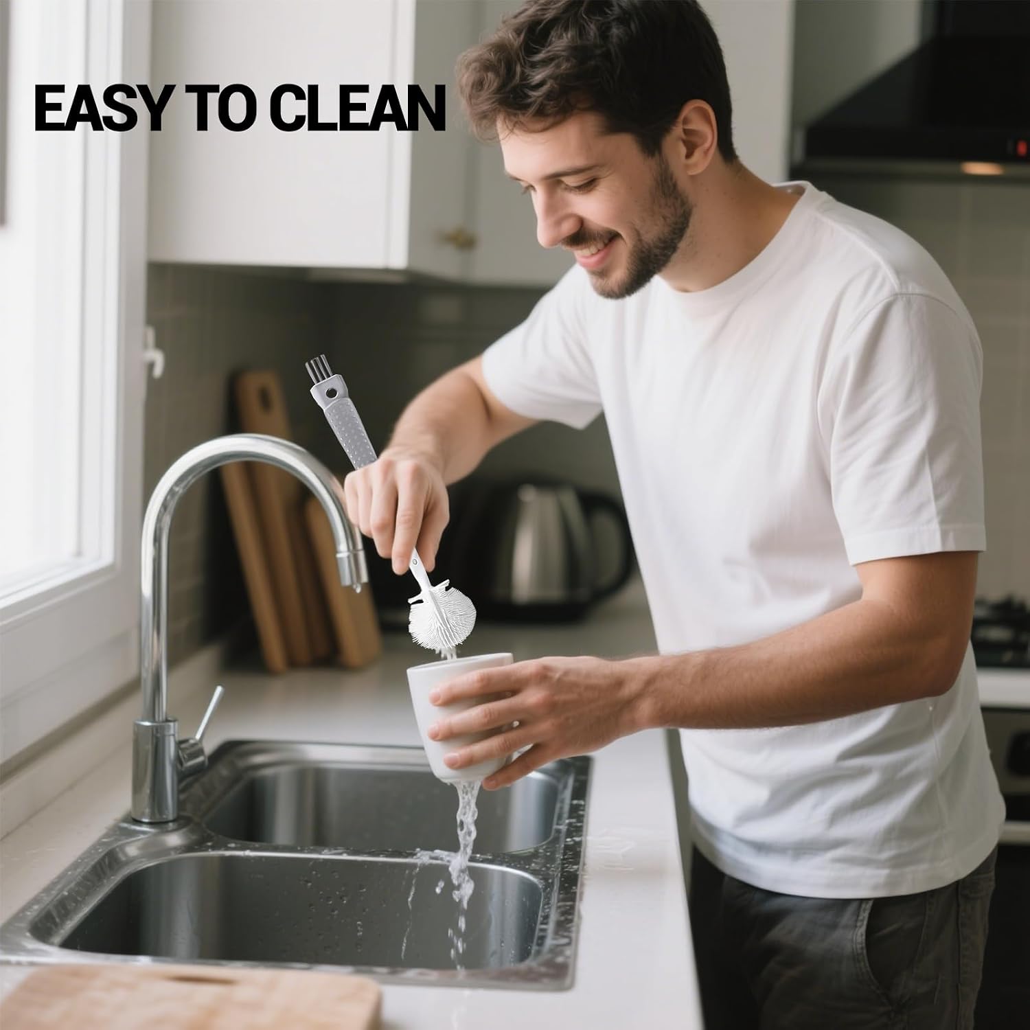 Water Bottle Cleaner Brush Set Bottle Scrubber Brush,5 in 1 Cup Brush Travel Bottle Cleaning Brush,Removable Nipple Brush Silicone Bottle Brush