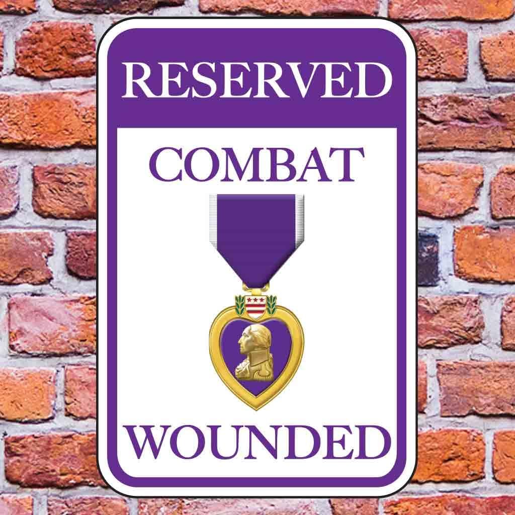 VictoryStore Parking Signs: Reserved Wounded Combat Parking Aluminum Sign, Size 12" x 18" (Set of 2)