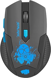 FURY Stalker – Raton Gaming Inalambrico, 2000 dpi, 6 Botones, Optico, Retroiluminado, liviano, Color Negro/Azul