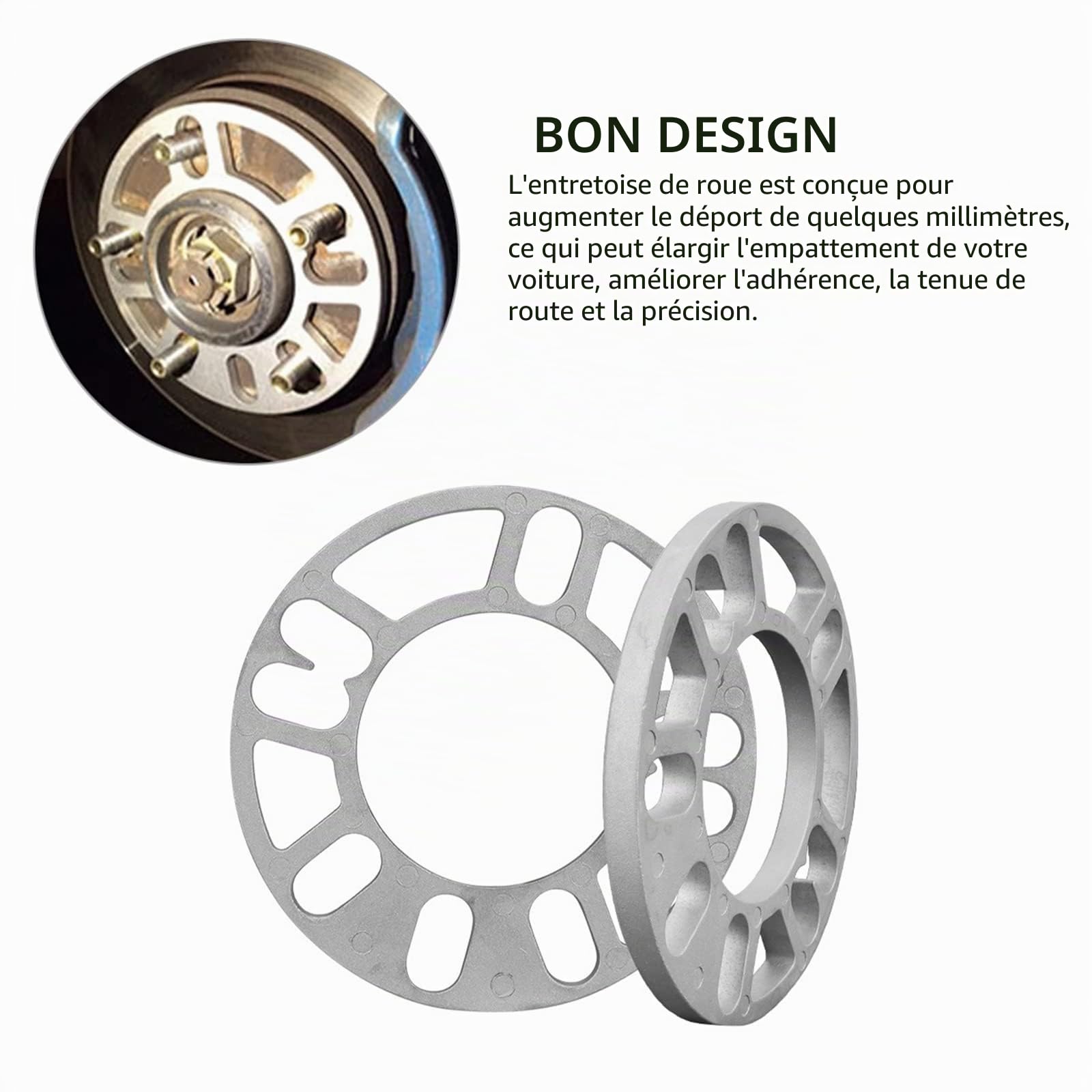 Disques d'espacement pour roue Spacer 4 pièces Entretoises de roue Plaques de calage, 4 trous 5 trous 6 trous Disques d'espacement universels, Éclisse de voie élargie 5/8/10mm d'épaisseur (10mm)