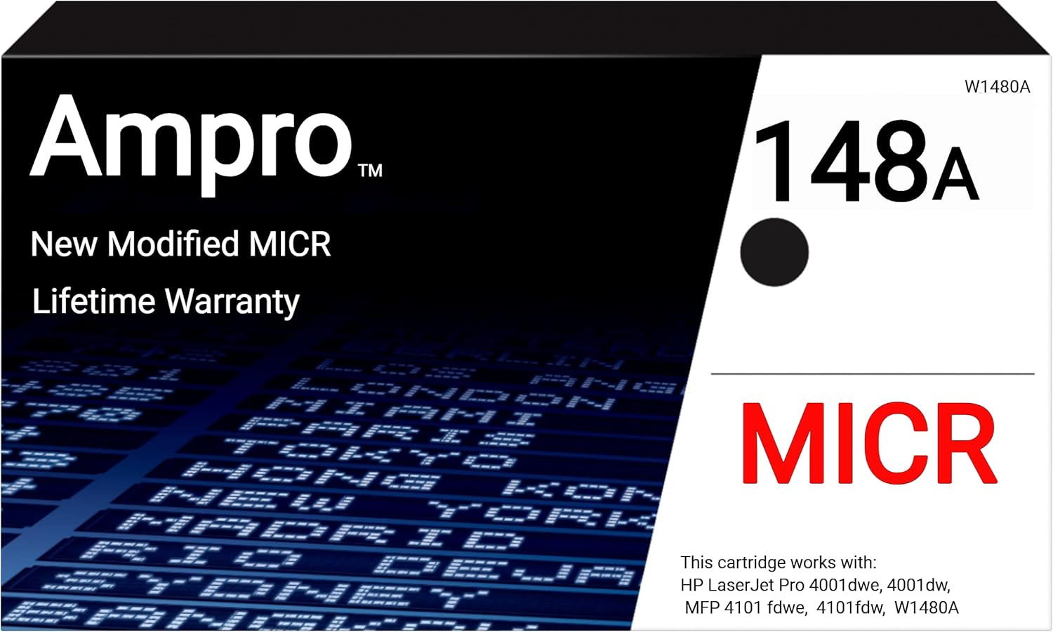 Ampro New OEM Modified 148A MICR Toner Cartridge, W1480A