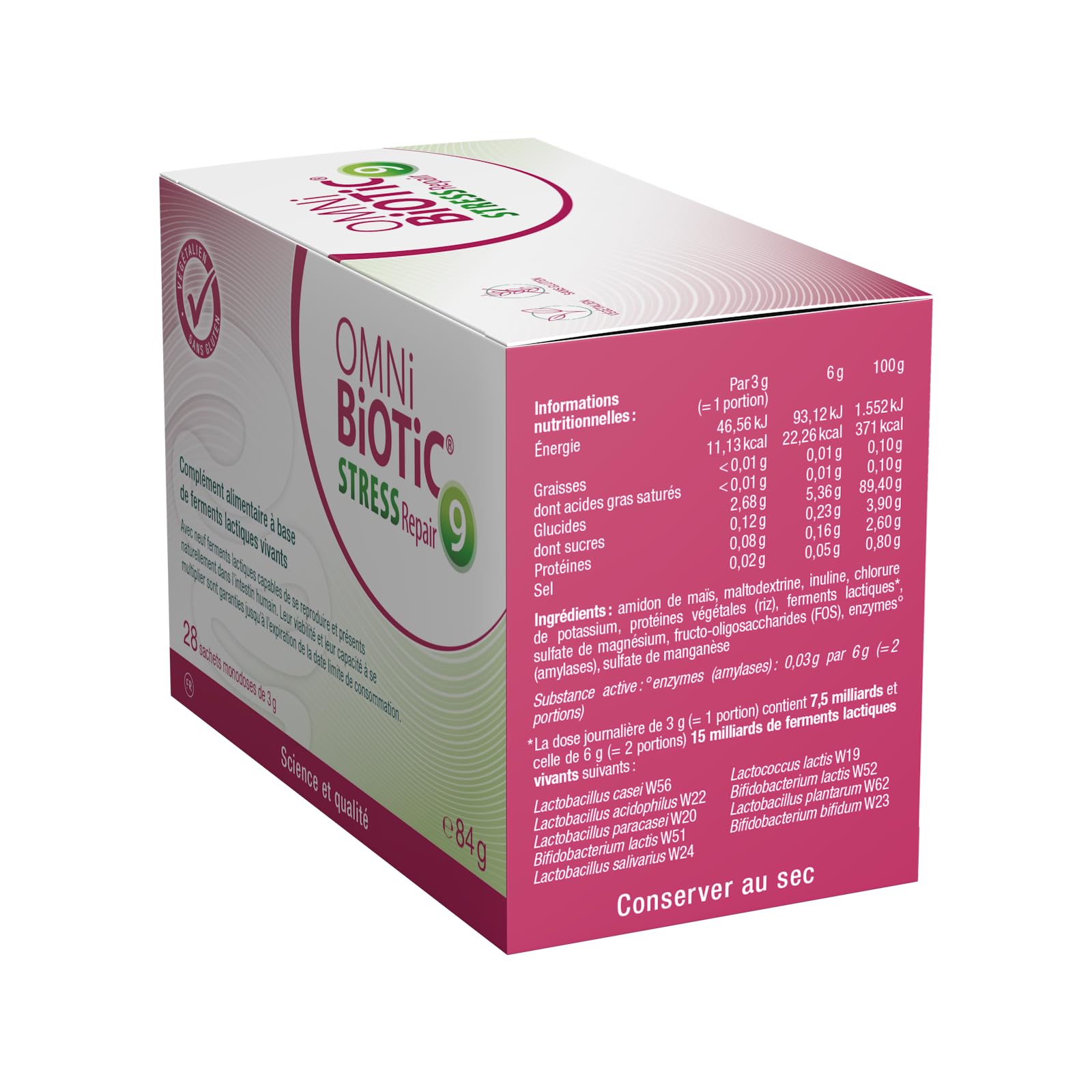 OMNi-BiOTiC STRESS Repair | Probiotique | Stress & Flore intestinale | 9 souches bactériennes | 15 milliards d’UFC par dose journalière | 28 sachets | En poudre