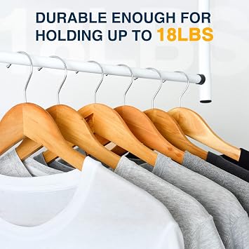 Wooden Hangers Pack of 20 - Sturdy, Heavy Duty Hangers for Shirts, Dresses, Coats & More (Natural)