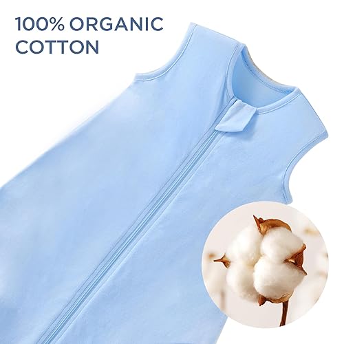 Miniatura 3 de Duomiaomiao Paquete de 3 sacos de dormir para bebé, 100% algodón orgánico, ligero, transpirable, cómodo saco de dormir para niños pequeños