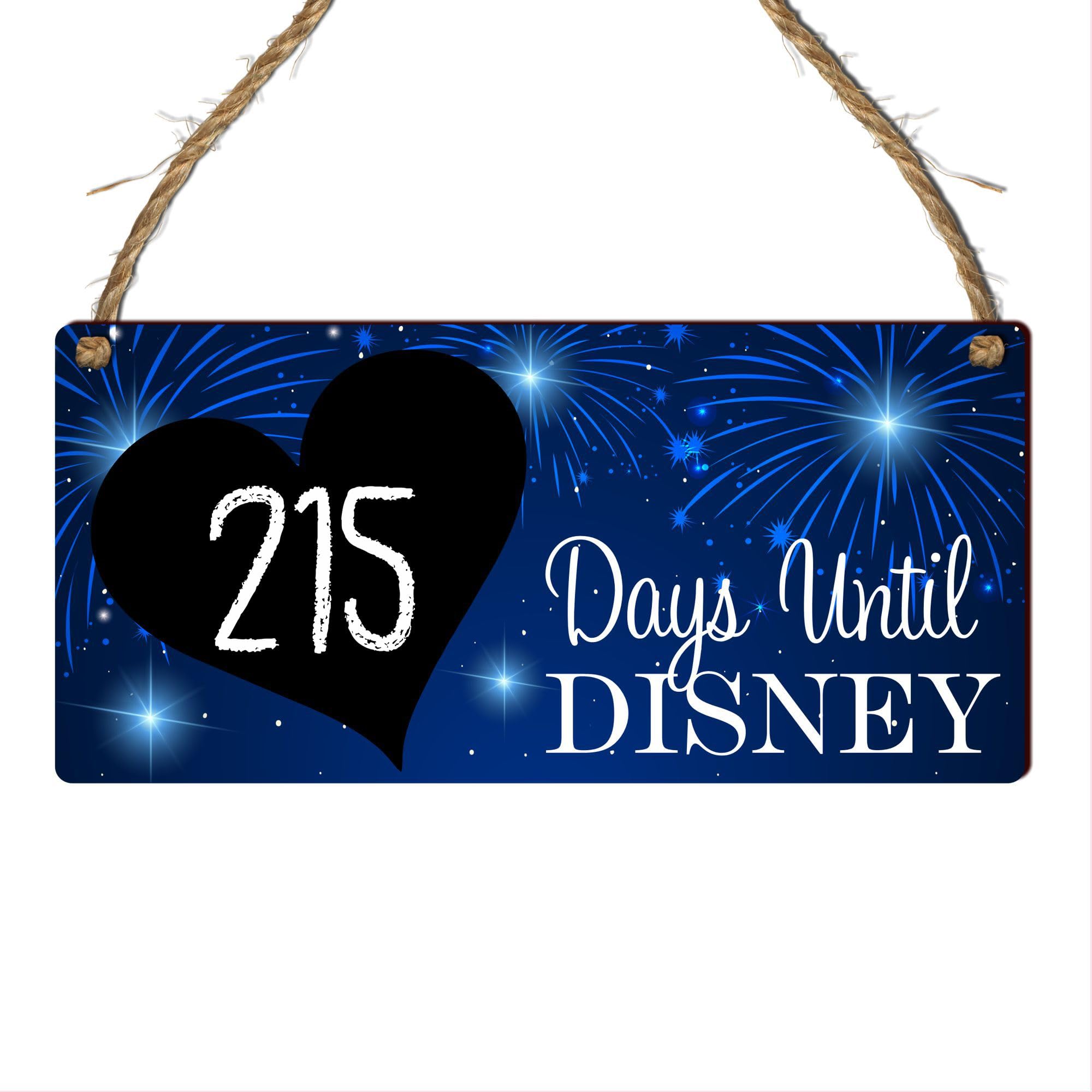 Days Until Disney: Material Options - Girls Children's Gift, Holiday Countdown Chalkboard Plaque - Modern Design, Family Vacation Countdown (Mdf Wood Indoor Use Only, Without Pen)