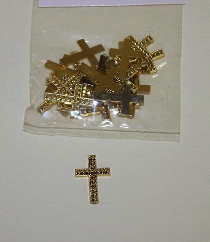 Abalorios con detalles de fe, paquete de 24 cruces doradas