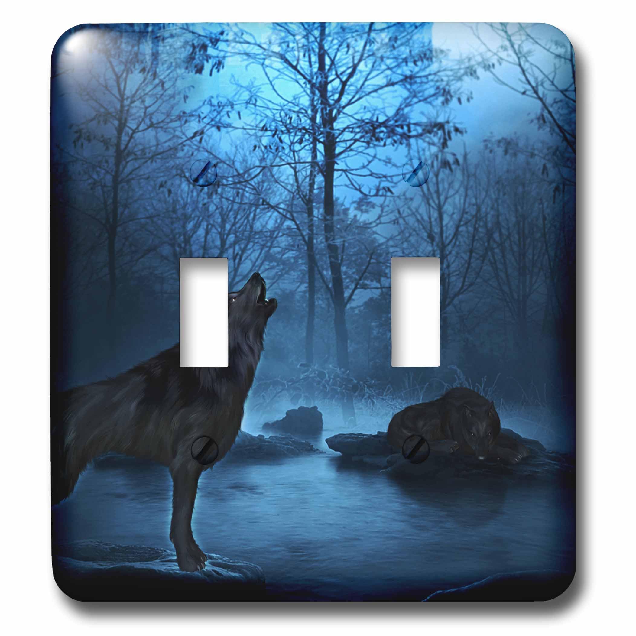 Double interrupteur loup fantastique cadeau idéal pour fan d'animaux