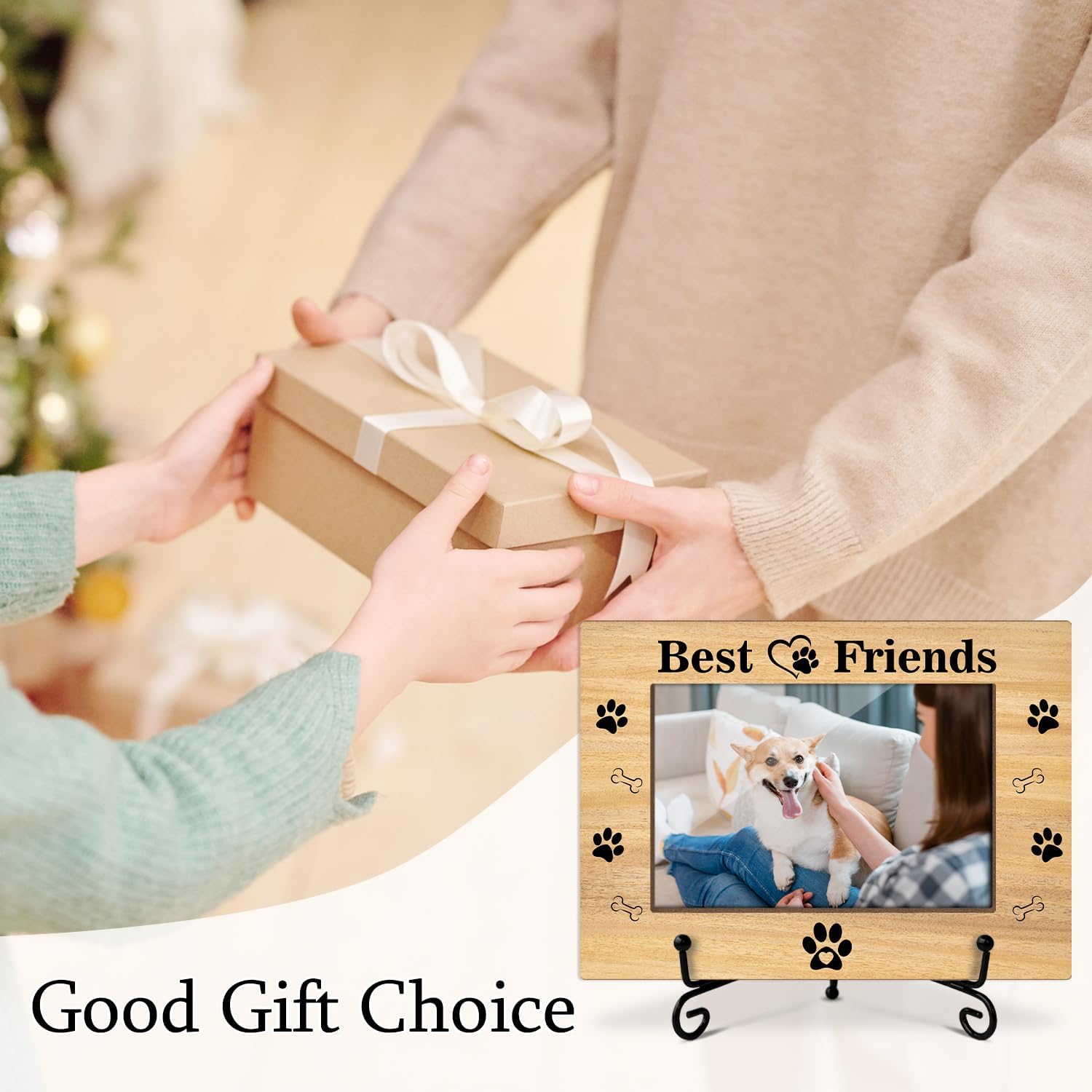 Dog Picture Frame, Pet Best Friends Photo Frame, Gifts for Pet Owner Dog Lover, Wooden Photo Frame With Stand, 4x6 Picture Frame for Tabletop Shelf Display, Home Office Bedroom Desk Decor -29 - Image 5