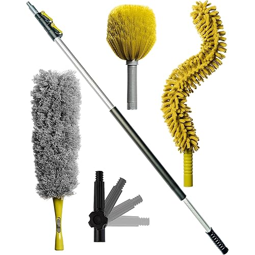 DOCA Telescoping Pole 5-12 Ft - Extension Pole for Cleaning, Feather Duster, Window Washing Kit, Paint Roller, Window Squeegee - High Reach Extendable Kit for Indoor & Outdoor - Duster Kit