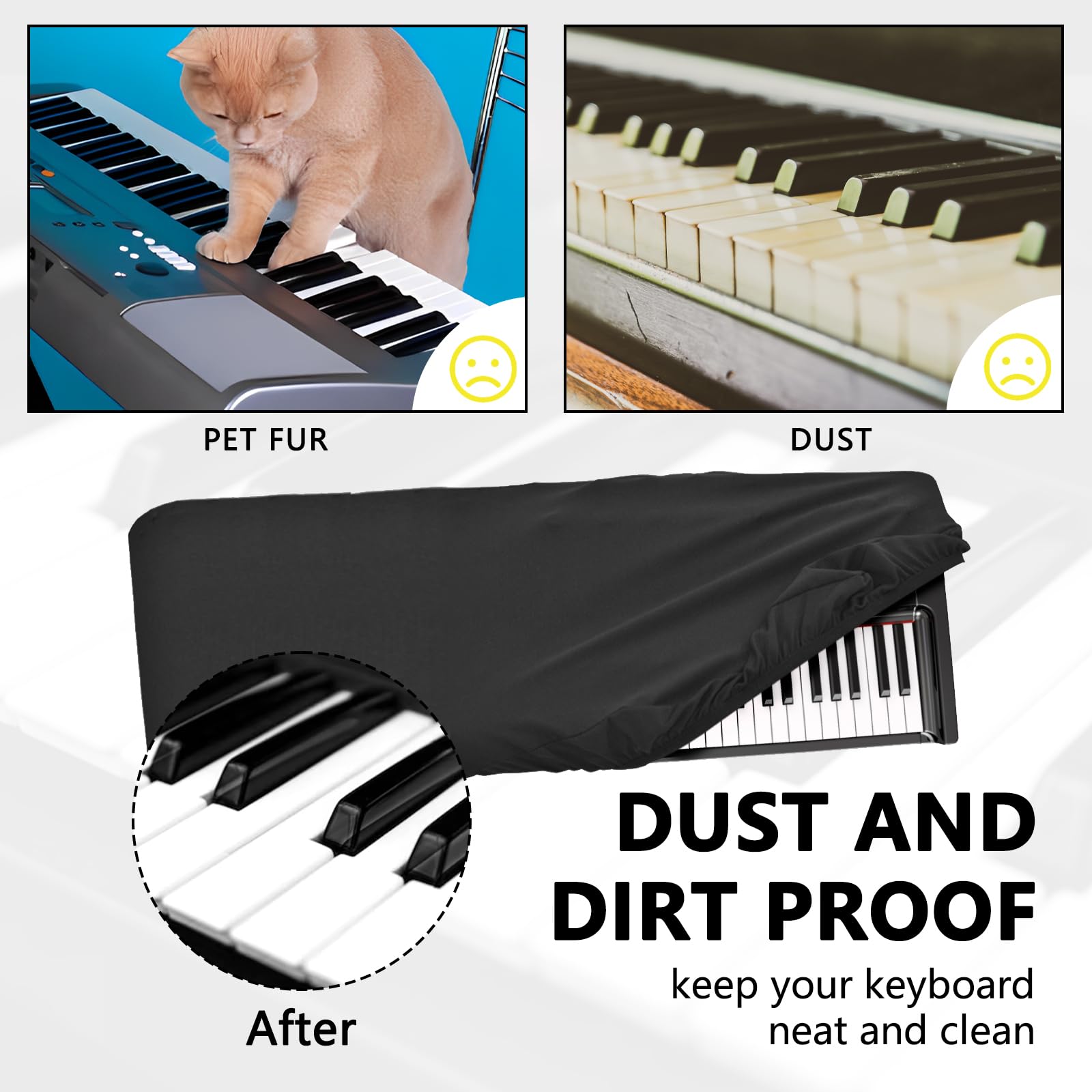 Musiin 73 keys keyboard dust cover compatible with KORG Grandstage 73, VOX Continental 73 BK, Nord Piano 5 73, Stage 4 73 - Image 4