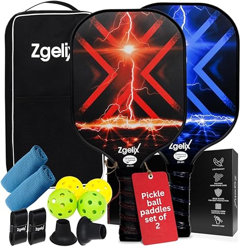 Juego de palas de pickleball  Palas ligeras de fibra de vidrio de 7.88 onzas antideslizantes que absorben el sudor, agarre para potencia y control