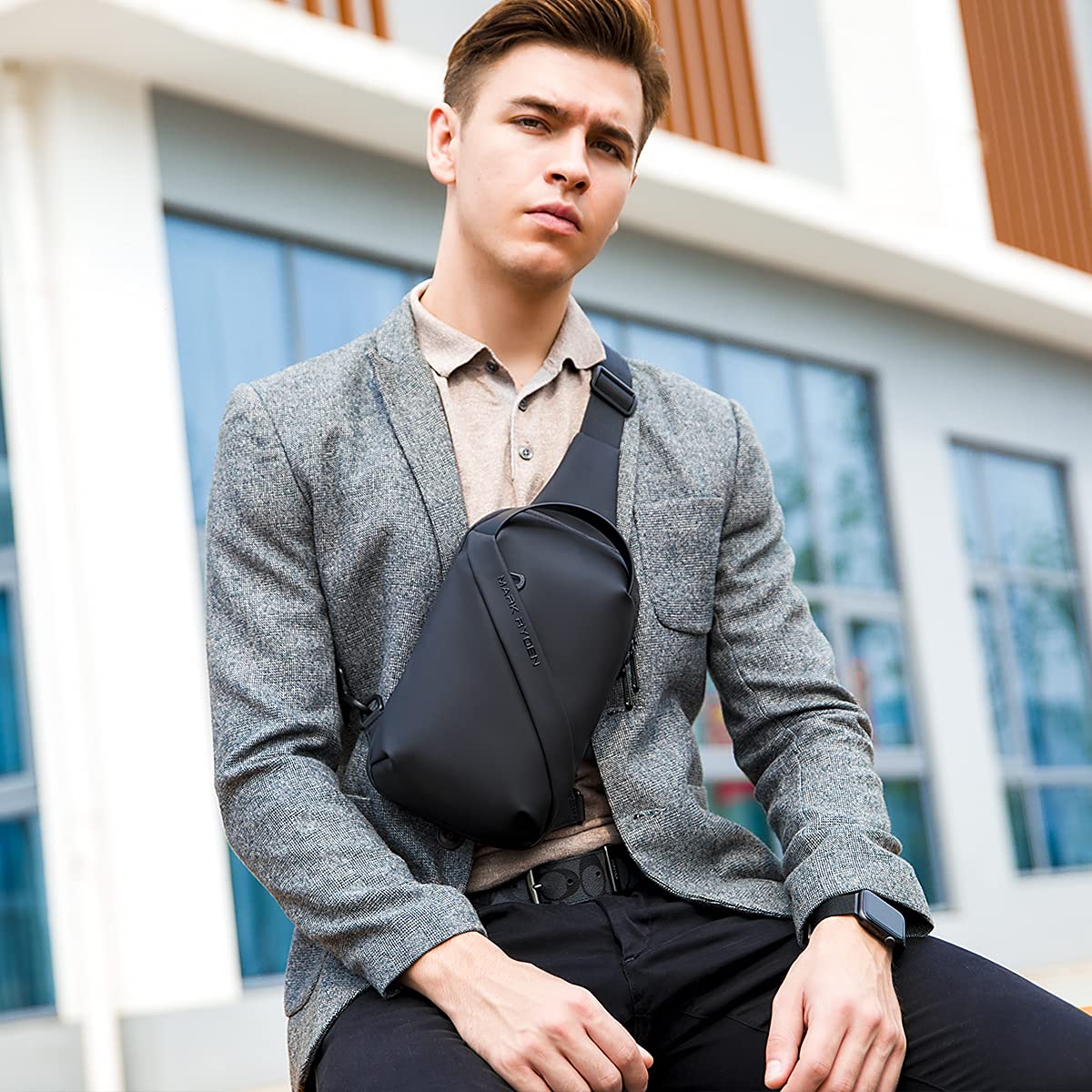 MARK RYDEN Bolso Impermeable para Hombre, con Personalidad, Multifunción Mochilas Hombre, Bandolera Ajustable, Apto Para iPad de 7,9 Pulgadas, Ideal para Viajes y Desplazamientos