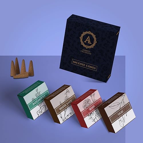 Aakriti Masala - Conos de incienso naturales para meditación, aromaterapia y yoga, 80 piezas sensual, relajante, energizante, refrescante,