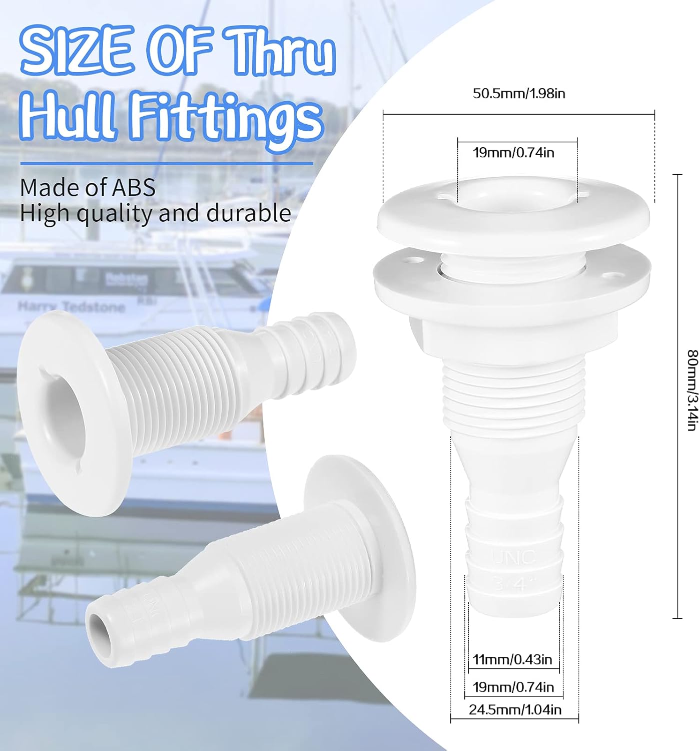 2 Pieces Thru Hull Fitting Plastic Thru-Hull Connector Fitting White Straight Thru-Hull Fittings Thru-Hull Bilge Pump Drain Vent Hose for Interior Diameter Hose Boat Yacht Sail RV Truck : Sports & Outdoors