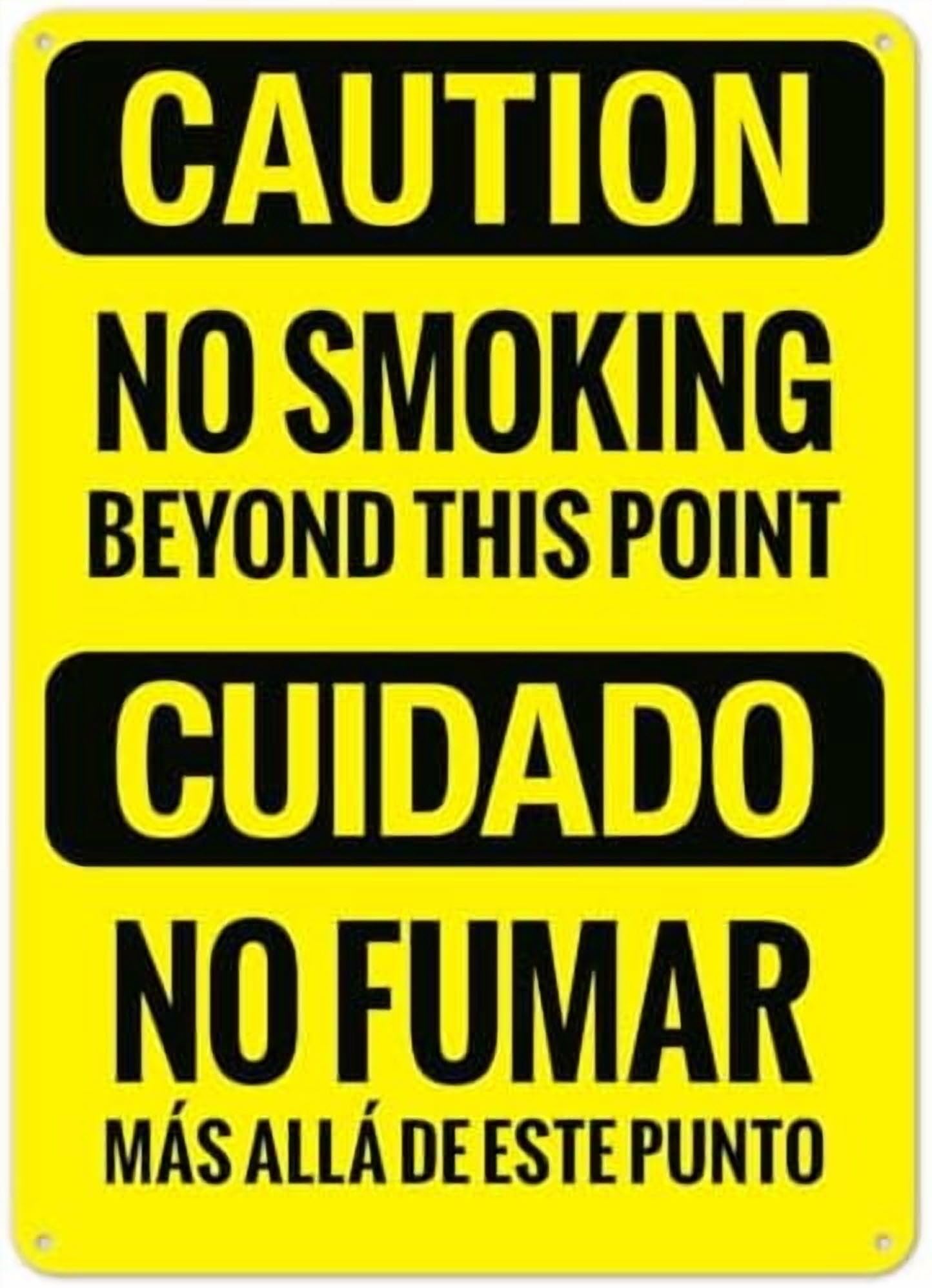 (2-Pack) Metal Tin Sign No Smoking Beyond This Point Bilingual OSHA Facility Signs 8x12 Inch - Clear Warning for Home & Use