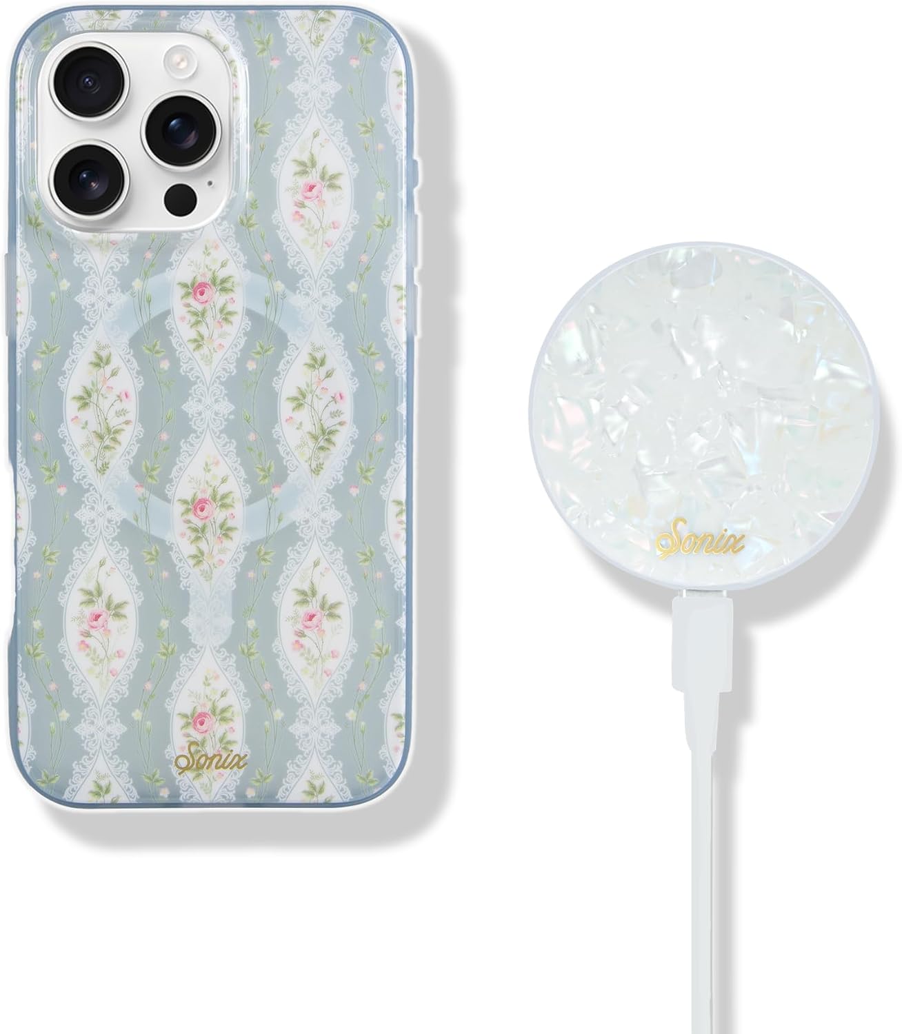 Sonix Case + MagLink Charger (Pearl Tort) for MagSafe iPhone 16 Pro Max | Cottagecore