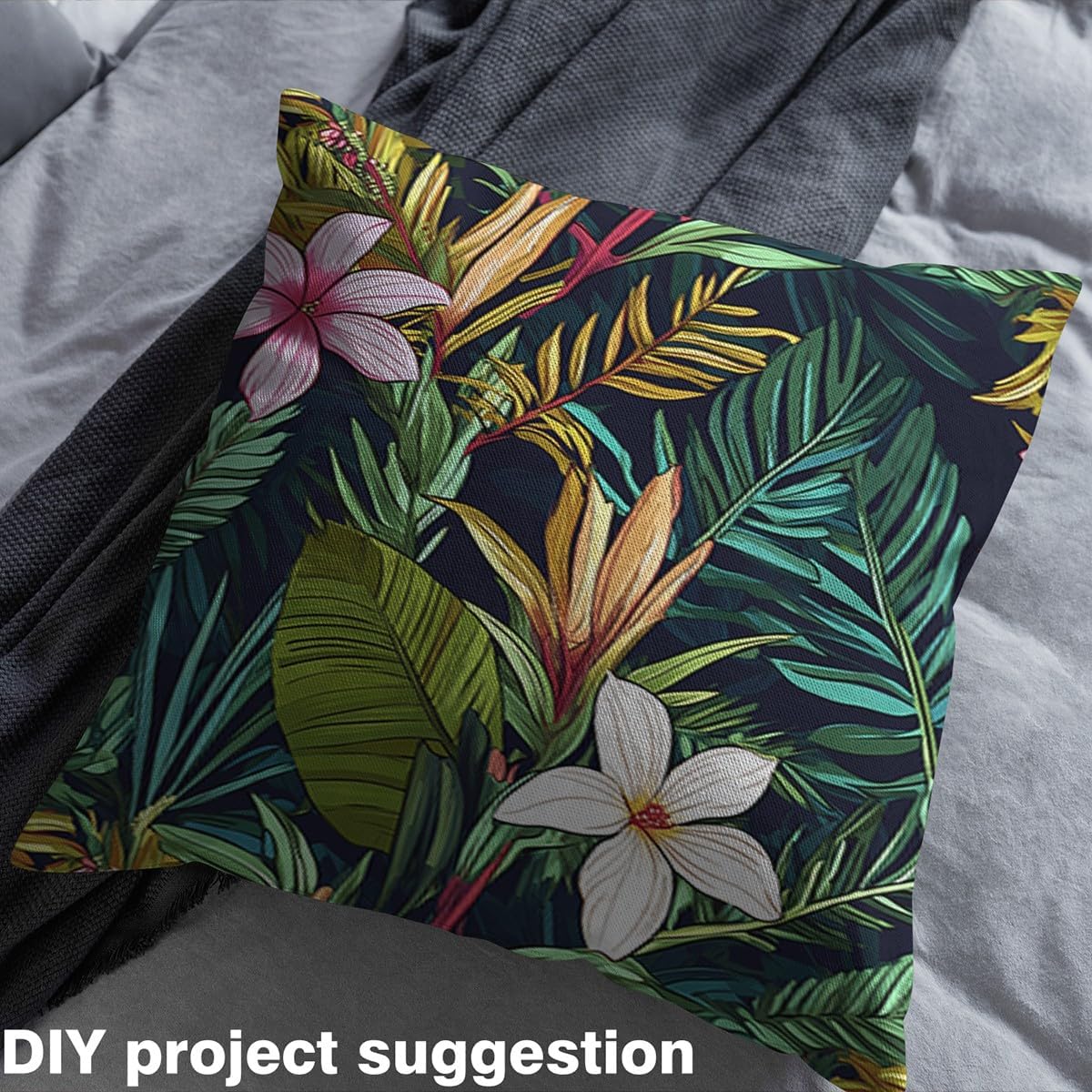 Floral Upholstery Fabric for Chairs, Palm Leaves Outdoor Fabric By The Yard, Hawaiian Tropical Botanical Flower Decorative Fabric, Upholstery and Home DIY Projects, Teal Pink, 5 Yards
