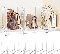 BYSOQIJAH 10 Pack Adjustable Clear Acrylic Shelf Dividers - Non-Slip Closet Organizers for Clothes, Purses, Books, Towels