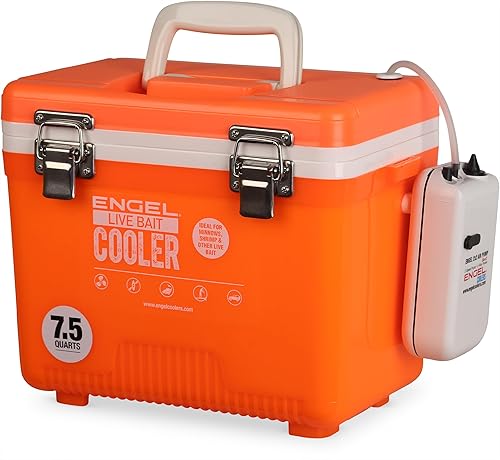 Miniatura 11 de ENGEL Caja seca aislada portátil para pesca con cebo vivo, enfriador hermético duro con bomba de aireador de velocidad de agua y red de tracción