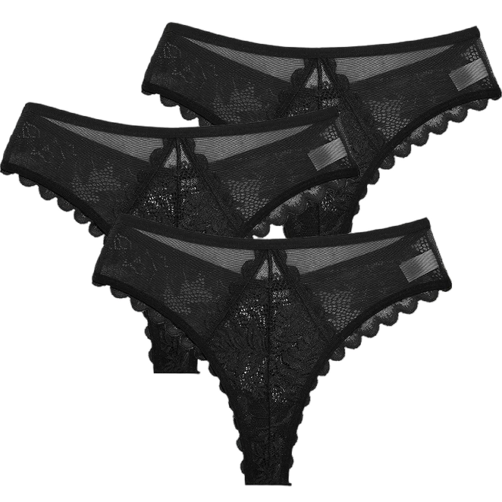 Unterhosen Damen 3pcs Set Sexy Spitzen Tanga Frauen G-String Höschen Blumen Perspektive Unterwäsche Weibliche Weiche Atmungsaktive Dessous-Set 26-l