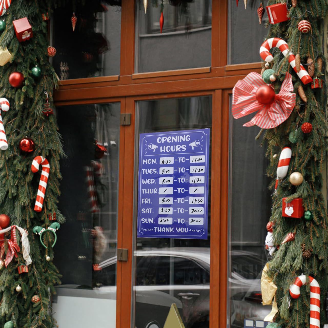 IMIKEYA Autocollant 'Heures d'Ouverture' pour Vitrine ou Porte - Panneau Effaçable des Heures d'Ouverture 30x20cm pour Cafés, Bars, Restaurant，Magasins ou Bureaux