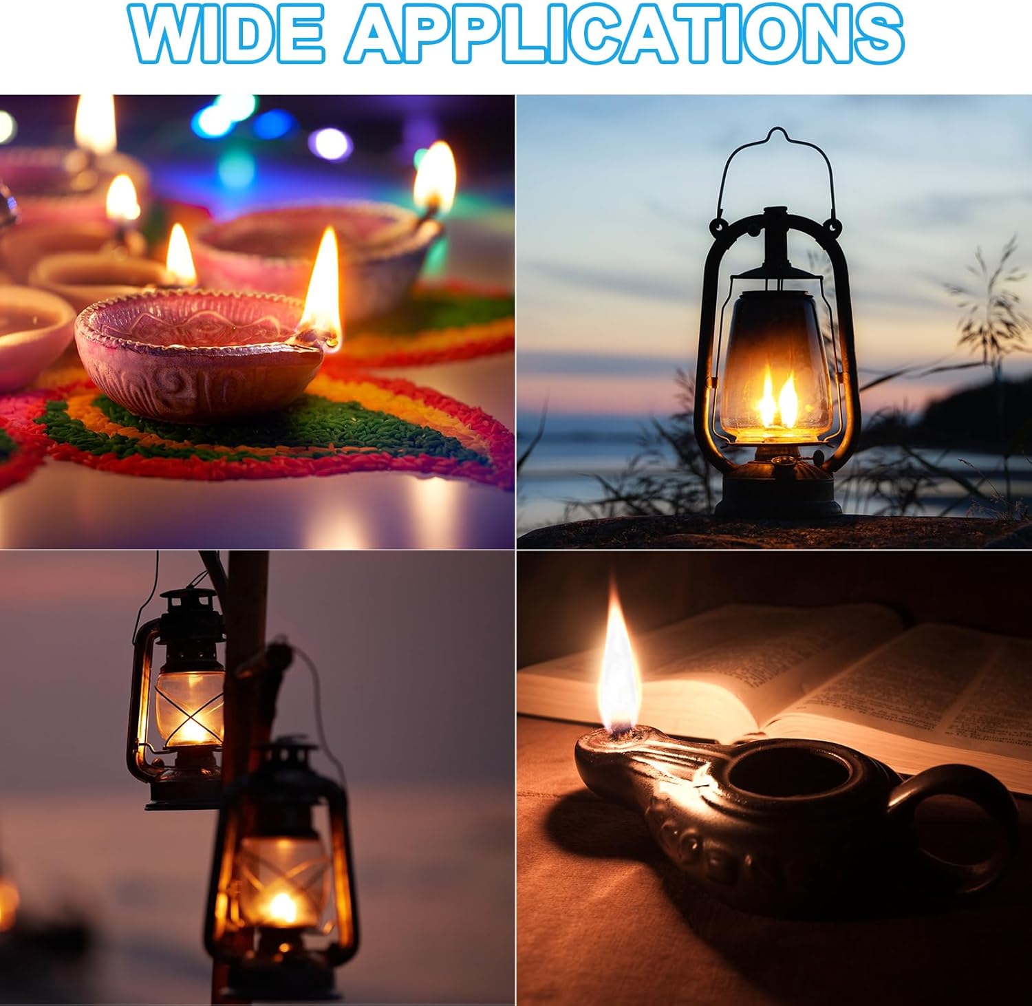 PATIKIL 3/8" Wide 33 Feet 100% Cotton Flat Wick, 4 Rolls Oil Lamp Wicks with Red Stitch for Kerosene Lamp Lantern Oil Burner