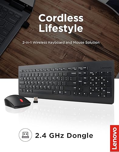 Miniatura 3 de Lenovo Combo de Teclado y Ratón Inalámbricos 510, receptor USB Nano de 2.4 GHz, tamaño completo, diseño de teclas tipo isla, mano izquierda o