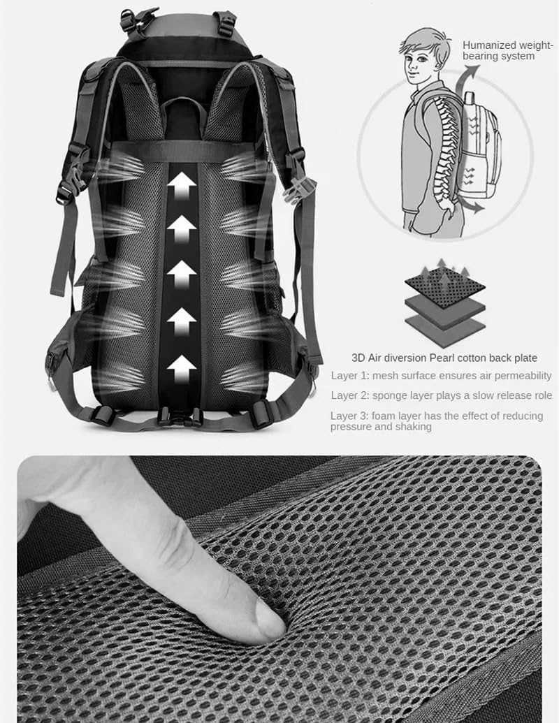 65L Outdoor Waterproof and Wear-resistant Camping Climbing Bag Hiking Mountaineering Backpacks Sport