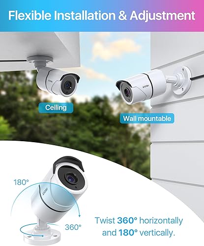 Miniatura 6 de ZOSI Cámara de seguridad CCTV CCTV de 2 MP 1080P HD-TVI con audio, micrófono integrado, IP66 resistente a la intemperie, visión nocturna, cámara de