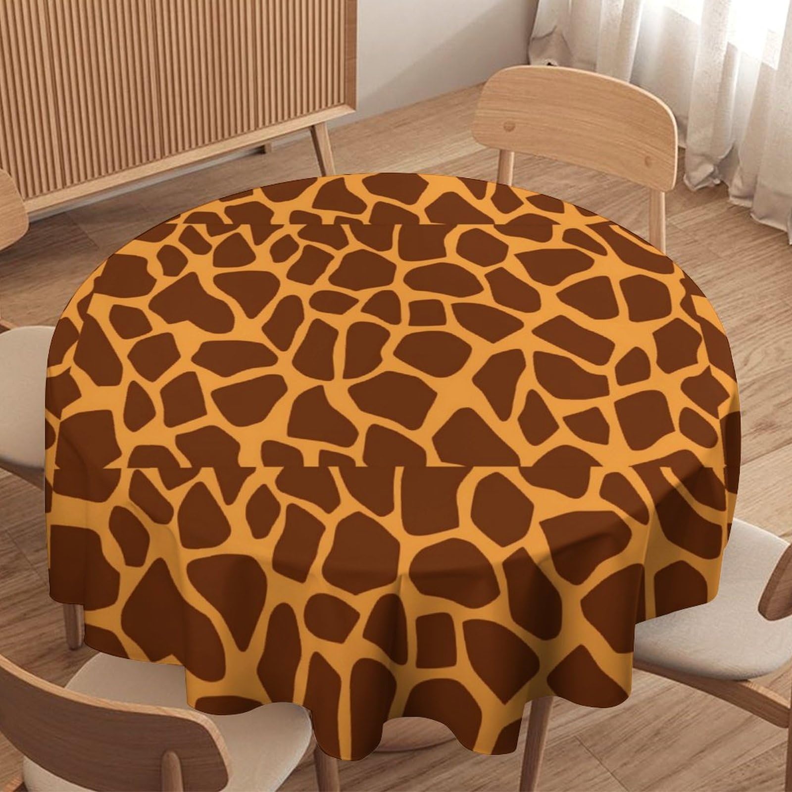 Nappe ronde imprimée girafe lavable et résistante aux taches