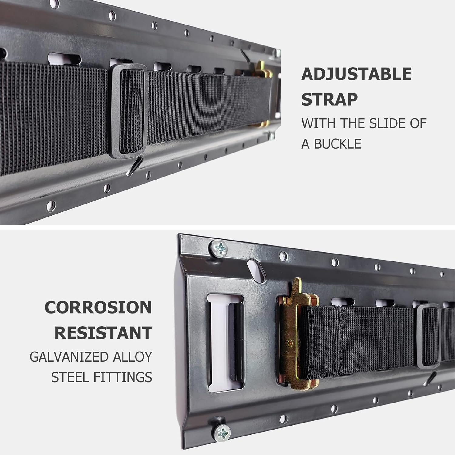 8 Pack E-Track Bungee Tie-Down Straps, 12"-24" & 24"-48" Length Adjustable 2" Width Black Bungee Straps, Secure Cargo to Wall/Floor in Trucks, Trailers, Vans, Warehouses, Garages, Workshops