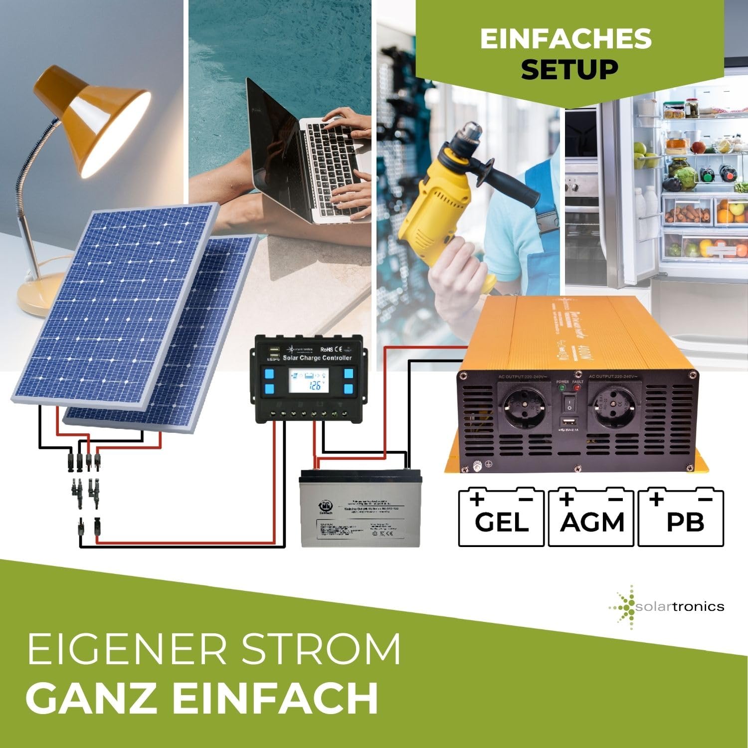 solartronics Transformateur de Tension 24V 4000/8000 Watt Sinusoïdale Pure Or Edition Nf Série Onduleur Onduleur