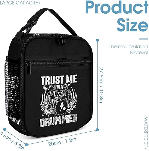Miniatura 2 de Trust Me I'm A Drummer - Bolsa de almuerzo aislada para mujeres y hombres, reutilizable, bolsa de mano para el trabajo y viajes