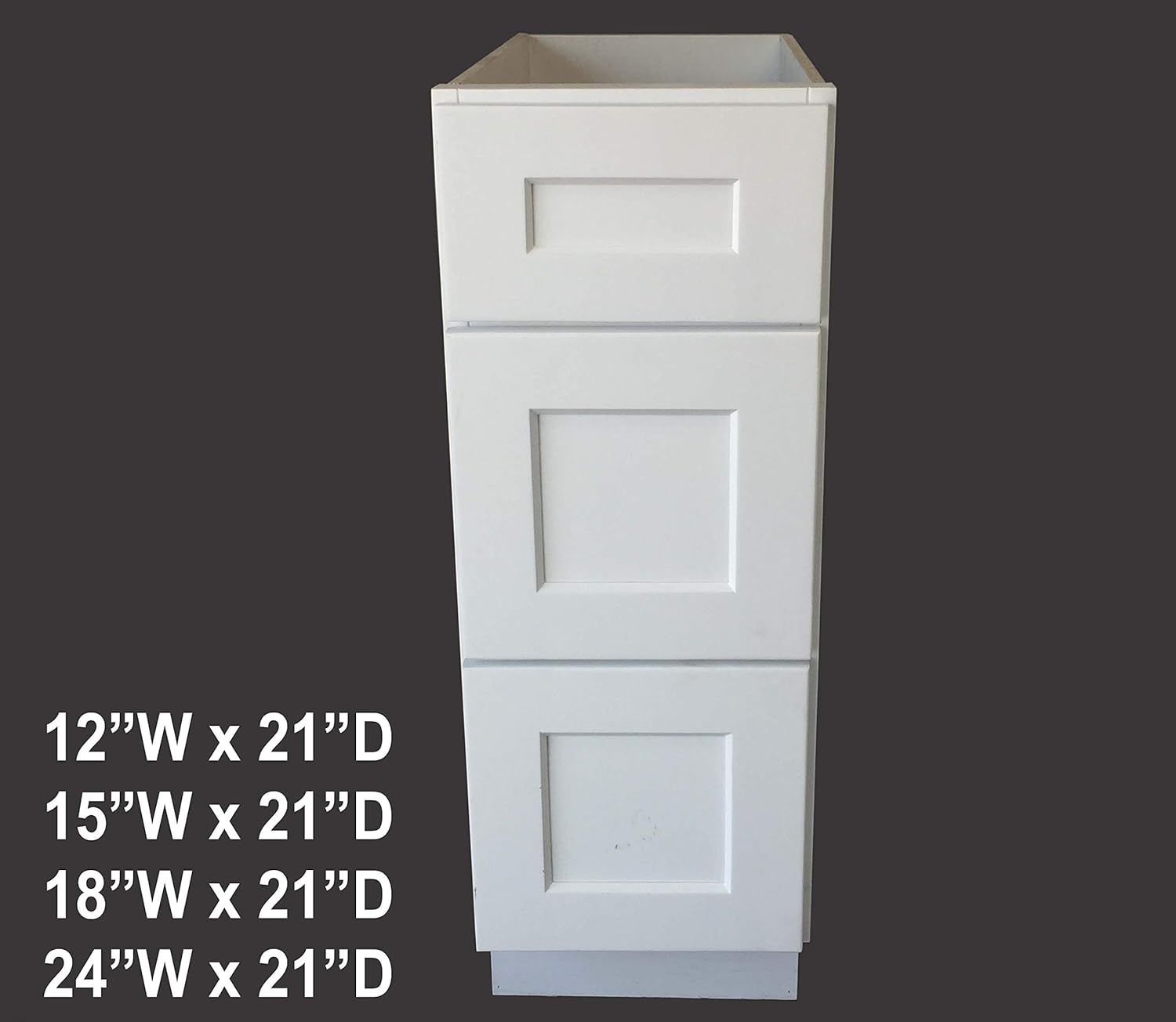 Gеt Chеар Prісе 12 W x 21 D - 3 Drawers White Shaker Bathroom Vanity Base Cabinet Solid Wood WS-VDB1221