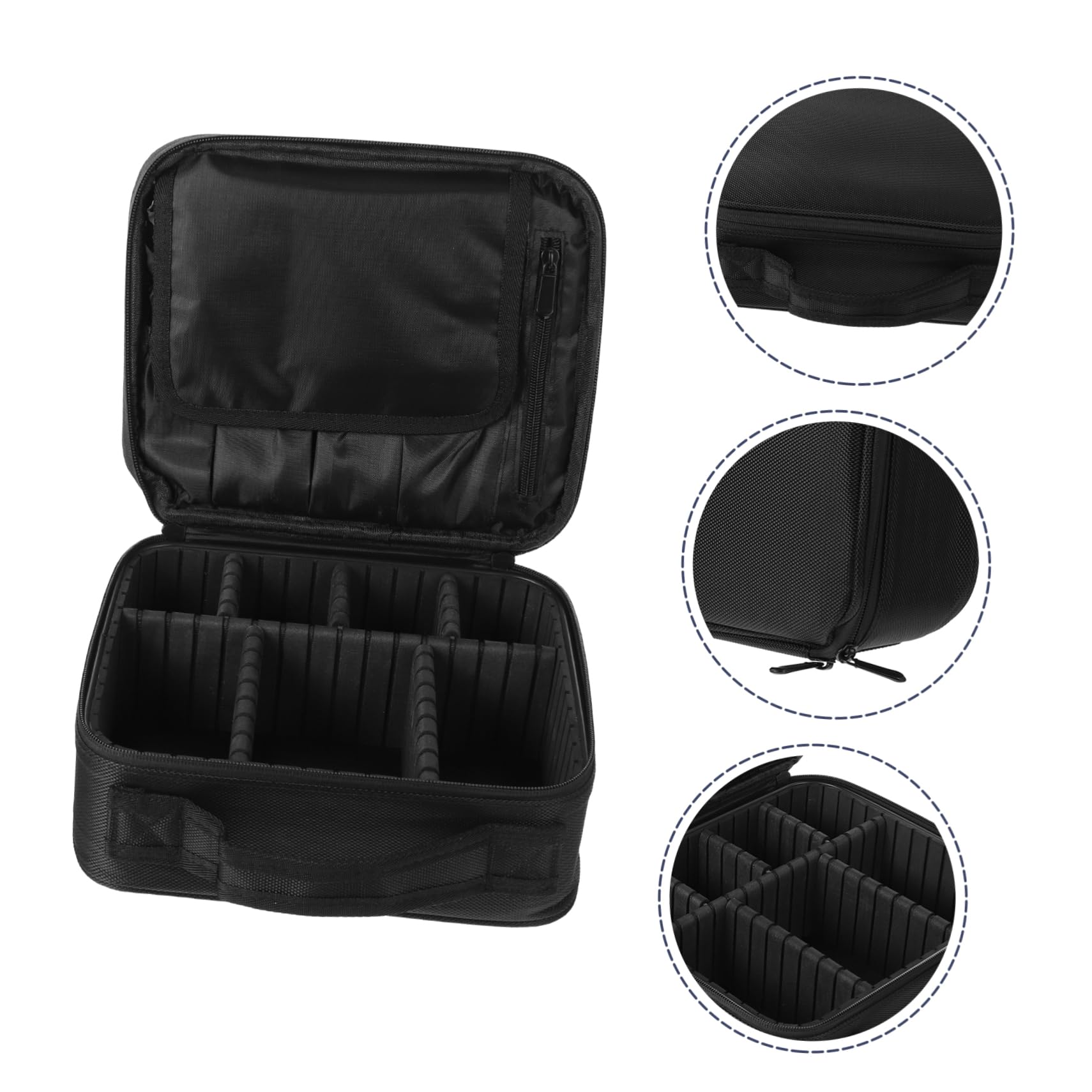 Neceser de Viaje Negro Multifuncional para Maquillaje y Aseo, Bolsa de Cosméticos Portátil de Múltiples Capas, Tamaño Mediano, Organizador Compacto para Hombres y Mujeres,