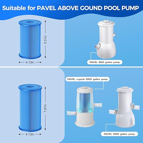 Miniatura 4 de Pavel Cartucho de filtro de piscina de 800 galones para bombas de filtro, cartucho de filtro de piscina de filtración eficiente fácil de limpiar, 1
