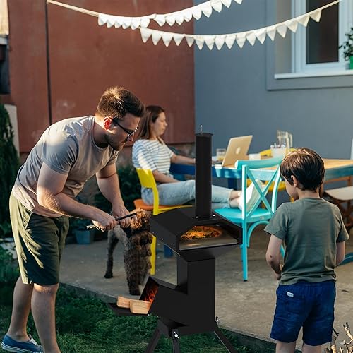 Miniatura 6 de Stanbroil Caja de horno de pizza al aire libre de 14 pulgadas para estufa de leña, máquina de pizza de leña con piedra para pizza para parrillaestufa