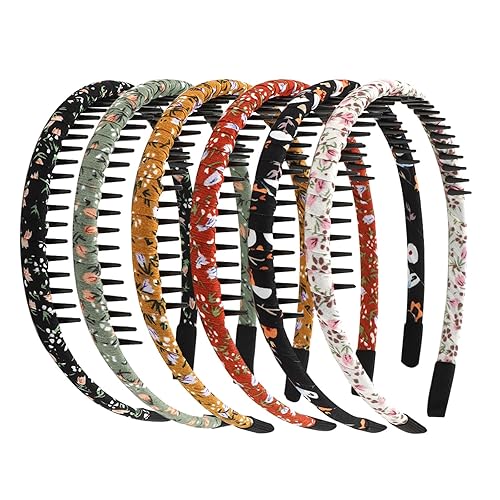 6 diademas de peine para mujer, diademas para cabello rizado, diademas antideslizantes para mujeres, peine de dientes de resina, diadema de aro para