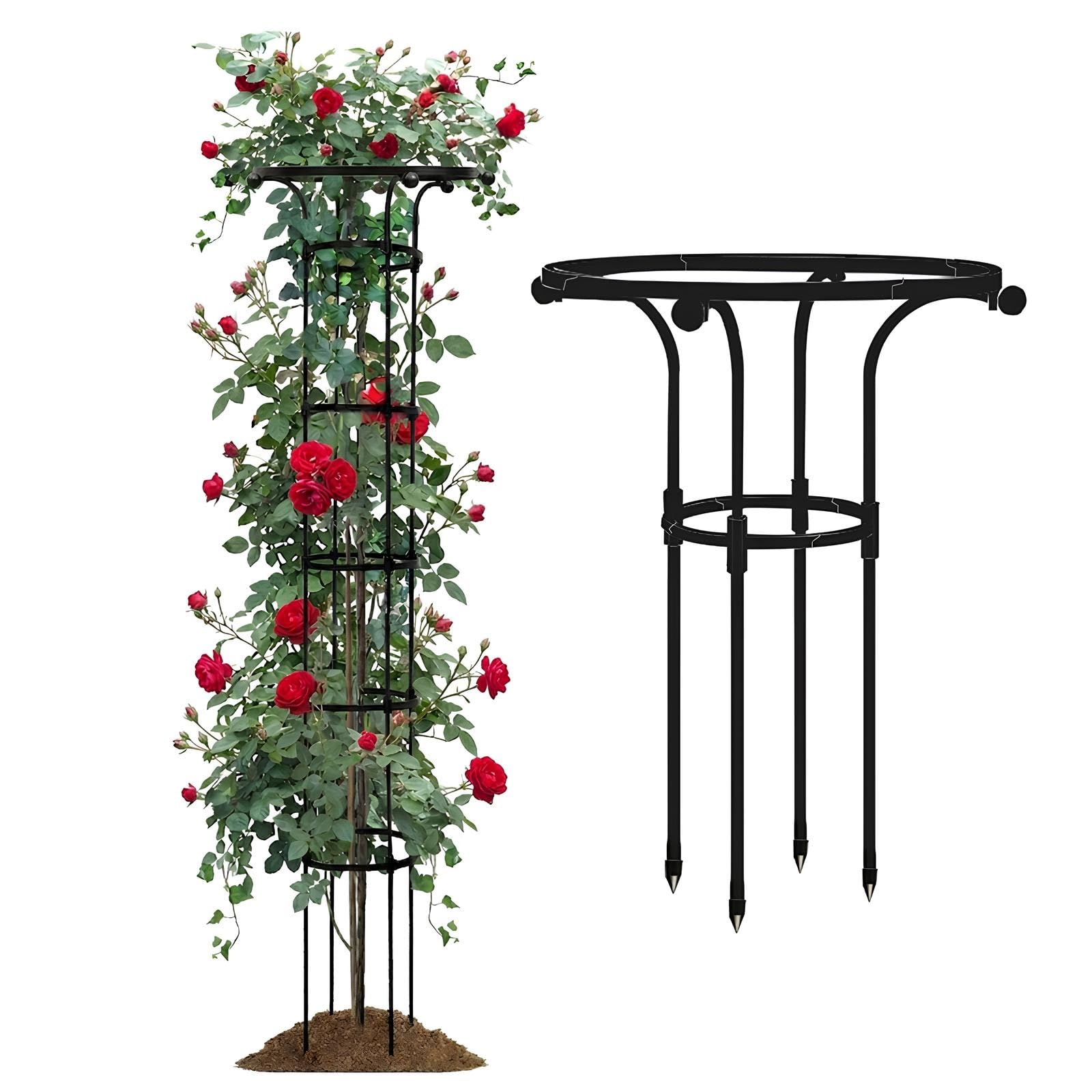 Treillis de jardin 185cm noir cage support parapluie plantes