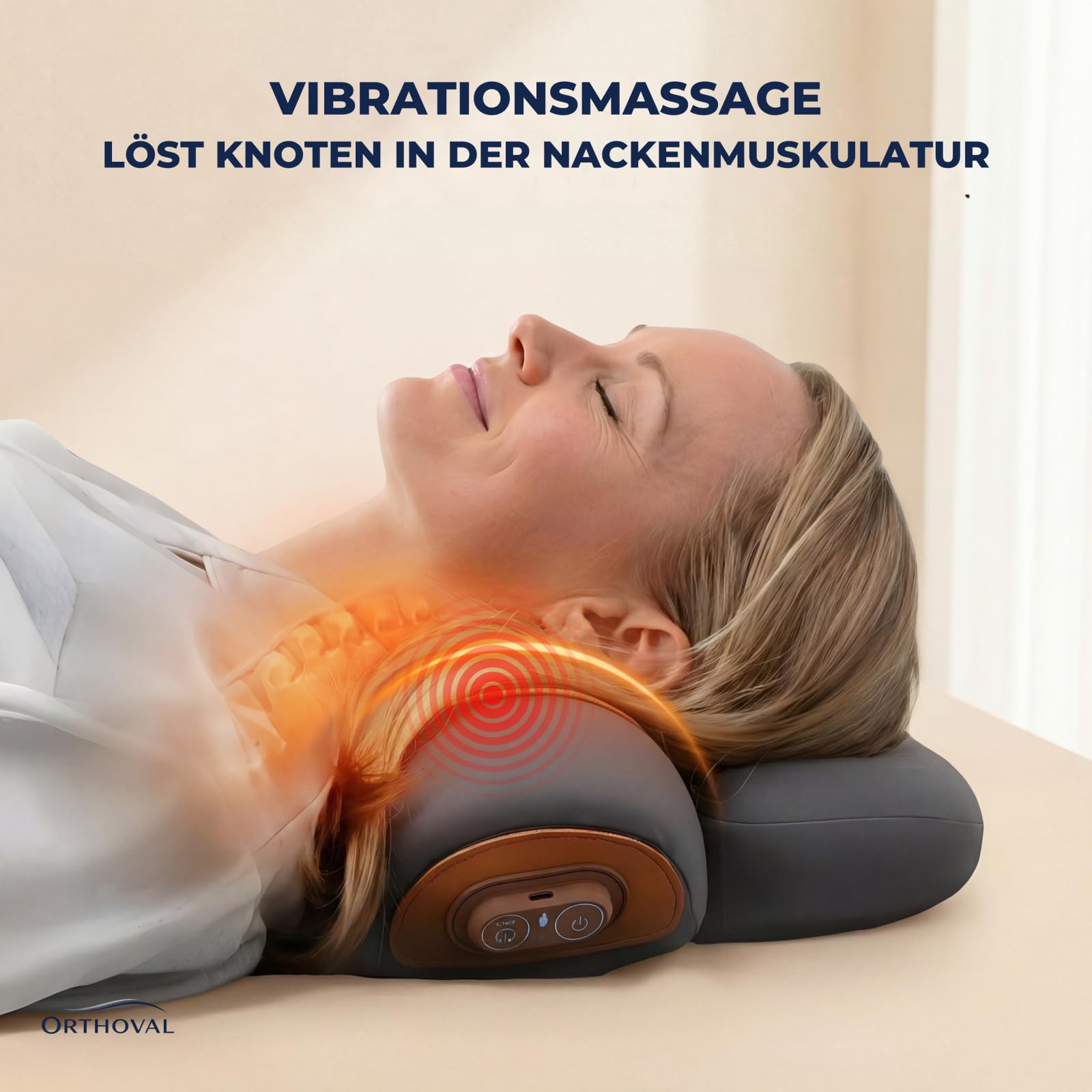 orthoval Neckma Orthopädisches Kissen，Nackenmassagekissen Elektrisch 2026 Upgrade, mit Heizfunktion & Airbag, Ergonomisches Memory-Schaum Entspannungskissen für Nacken & Schultern