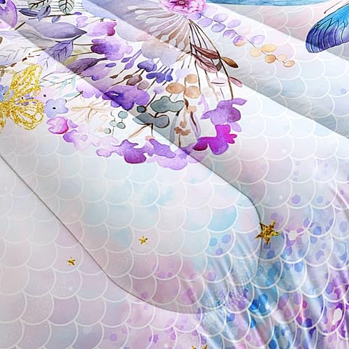 Miniatura 5 de Datura home Juego de edredón de mariposa con estampado de mariposas con 1 edredón y 2 fundas de almohada para dormitorio de niños y niñas durante