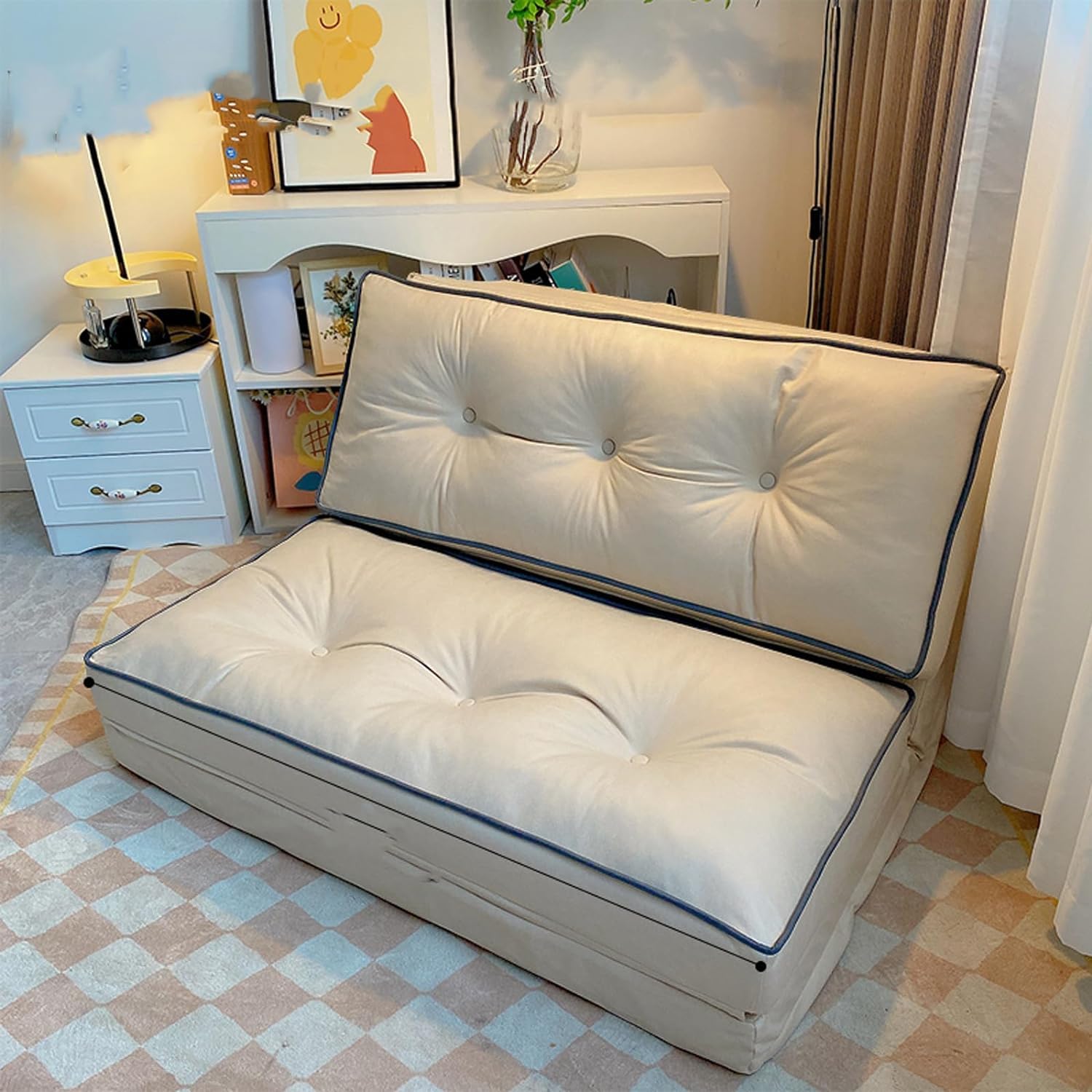 Leniwa sofa rozkładana, futon, 5-pozycyjna, rozkładana, do salonu, sypialni, na balkon, szezlong, dla chłopców, dziewcząt, nastolatków, dorosłych