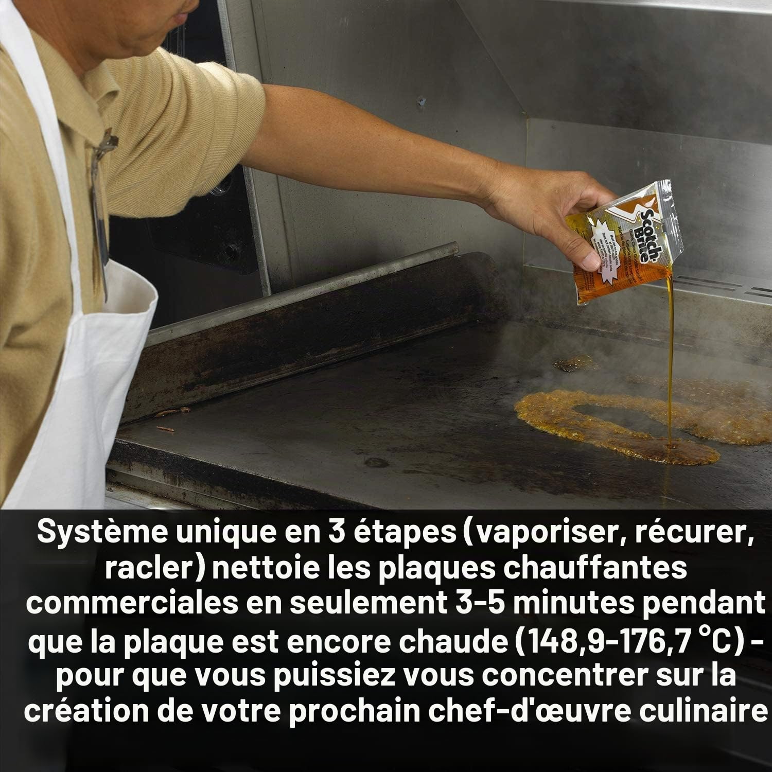 Scotch-Brite Lot de 6 tampons à récurer très résistant à Nettoyage Rapide, 10,2 x 13,3 cm, pour Cuire sur des Aliments et des huiles de Cuisson, à Utiliser sur Une Plaque Chaude ou Froide, Orange